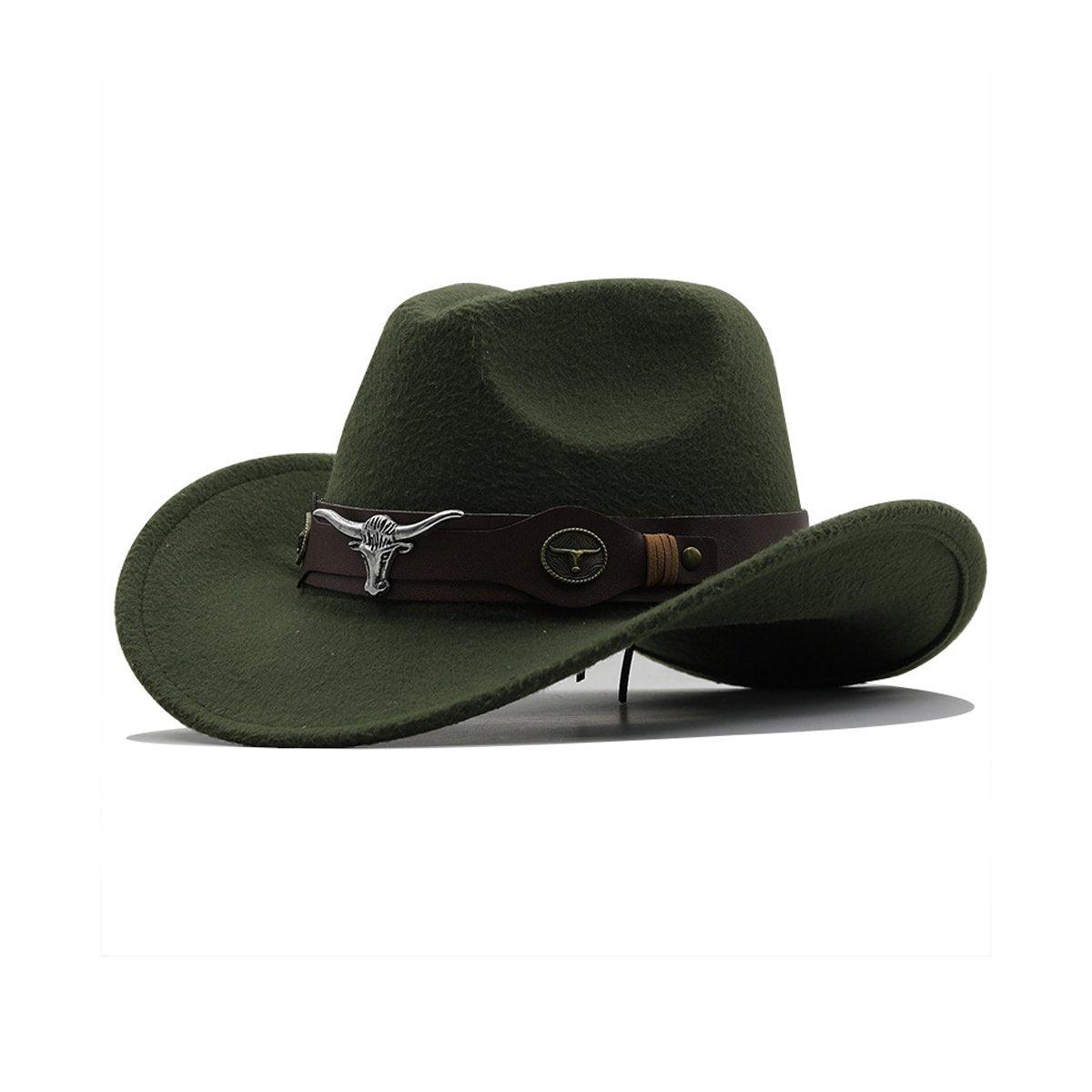 Vintage Woolen Felt Top Hat Cowboy Hat Classic Style Fashion Hat for Men - Rose Red