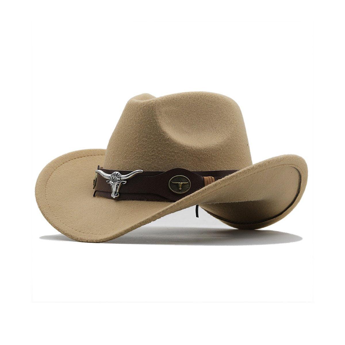 Vintage Woolen Felt Top Hat Cowboy Hat Classic Style Fashion Hat for Men - Rose Red