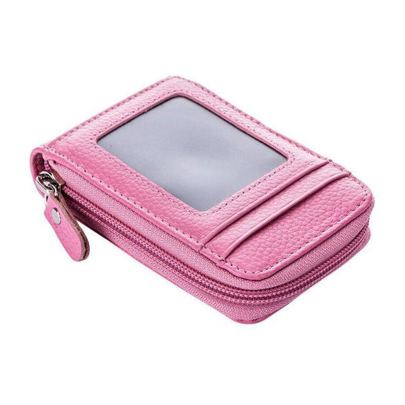 Rfid Blocking Leather Wallet Anti-Theft Credit Card Holder Men Women Coin Purse - Coffee