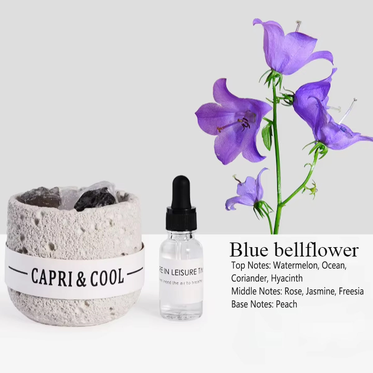 Crystal Stone Oil Diffuser Passive Aromatherapy Set White Natural Bedroom Decor - Blue?Bellflower