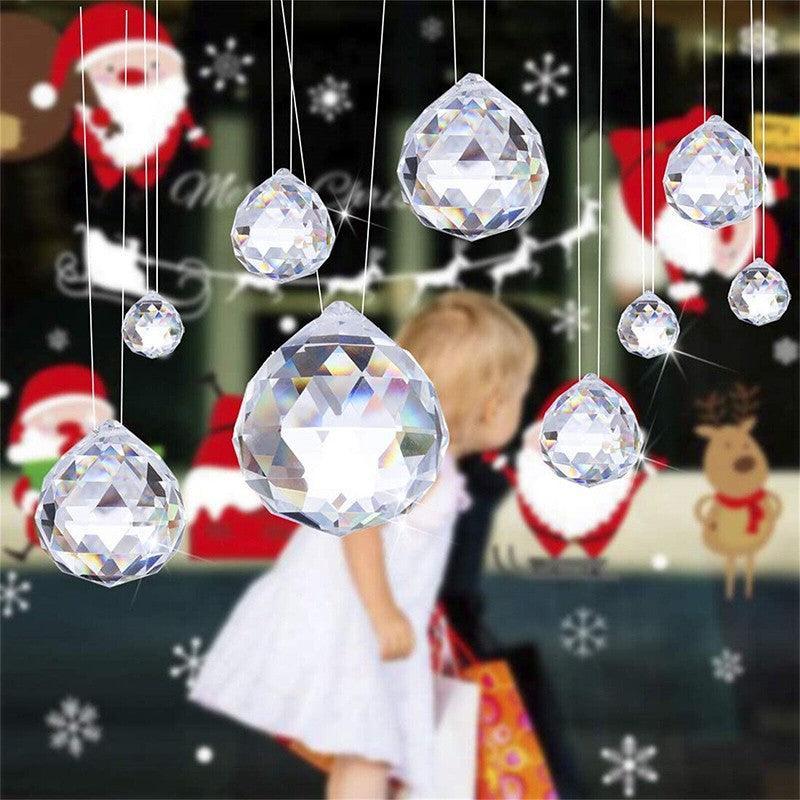 12Pcs 30mm Suncatcher Chandelier Clear Glass Prism Crystal Ball Pendant Set