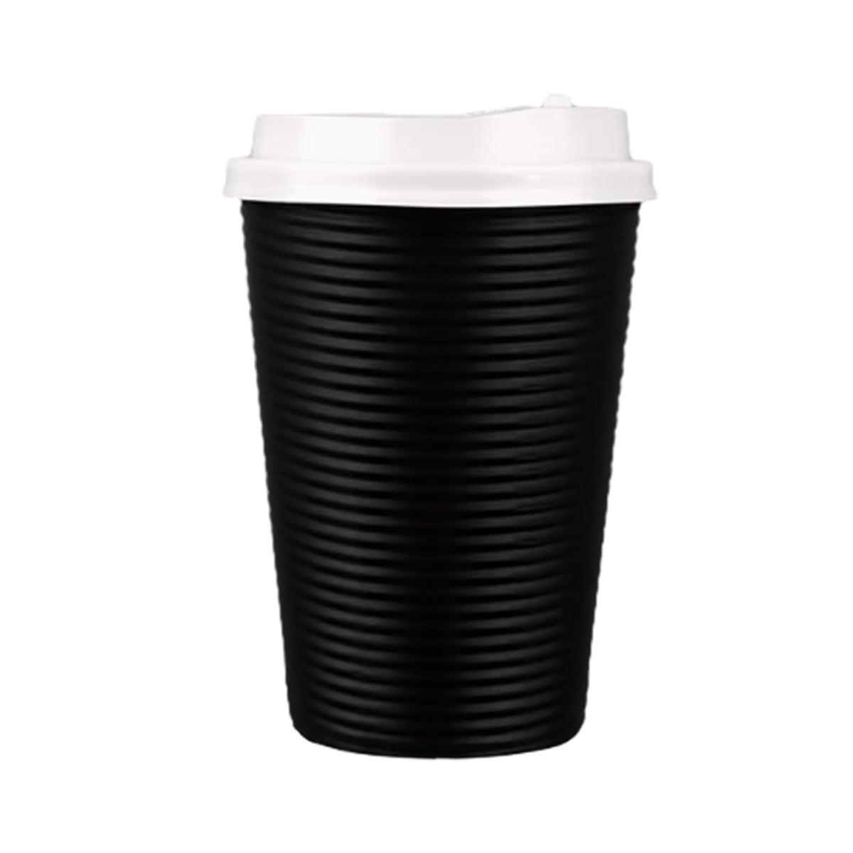 50sets Corrugated Paper Cups Coffee Milk Tea Cups Disposable Hot Drink Cups - Red-16oz