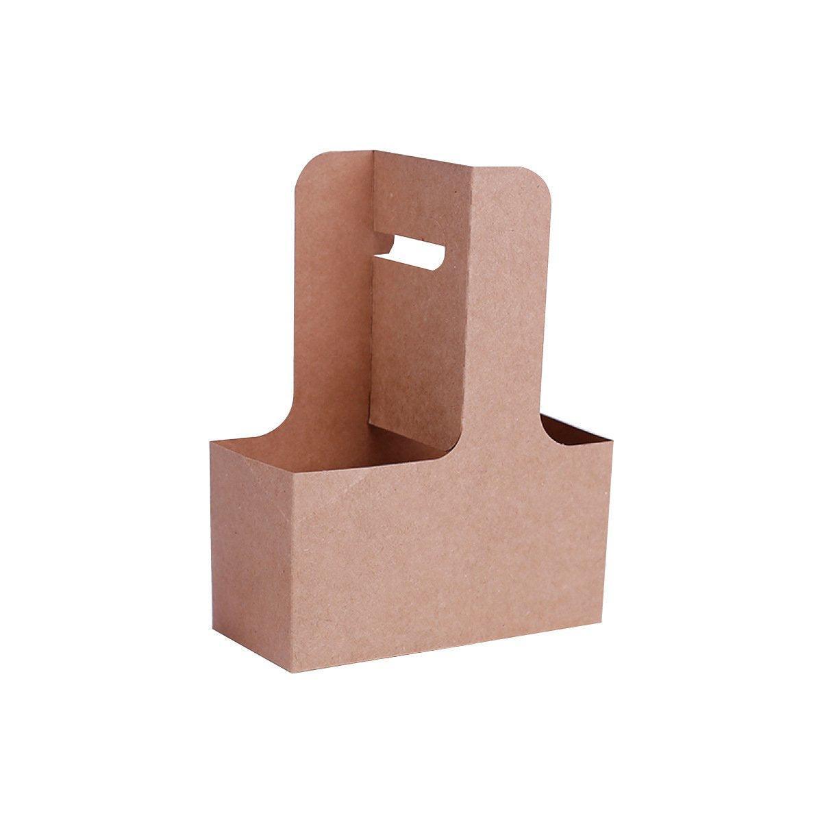 100pcs Kraft Paper Cup Holder Portable Coffee Drink Carrier Reusable Storage - Handheld Double Cup