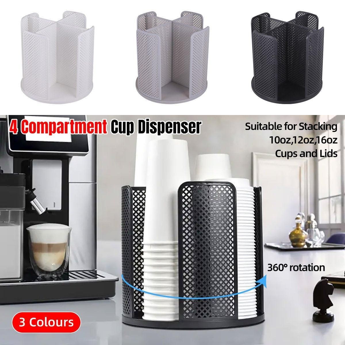 Paper Cup Holder Organizer Swivel Compartment Cup Picker Drink Storage Stand - Black