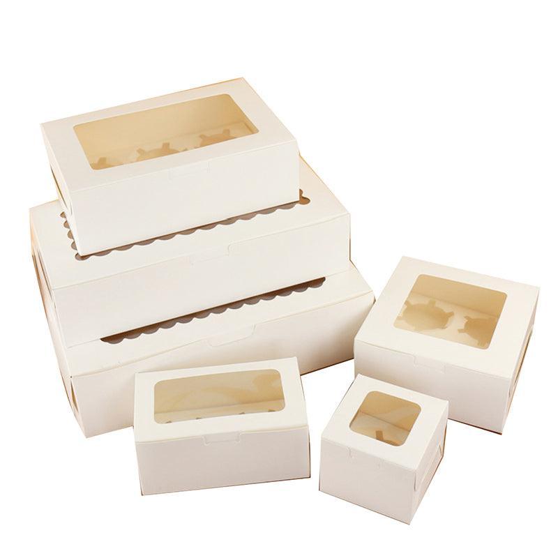 Cupcake Box Cases 1/2/4/8/12 Holes Window Face Cases Party Wedding Muffin Baking - 6 Holes 25PCS