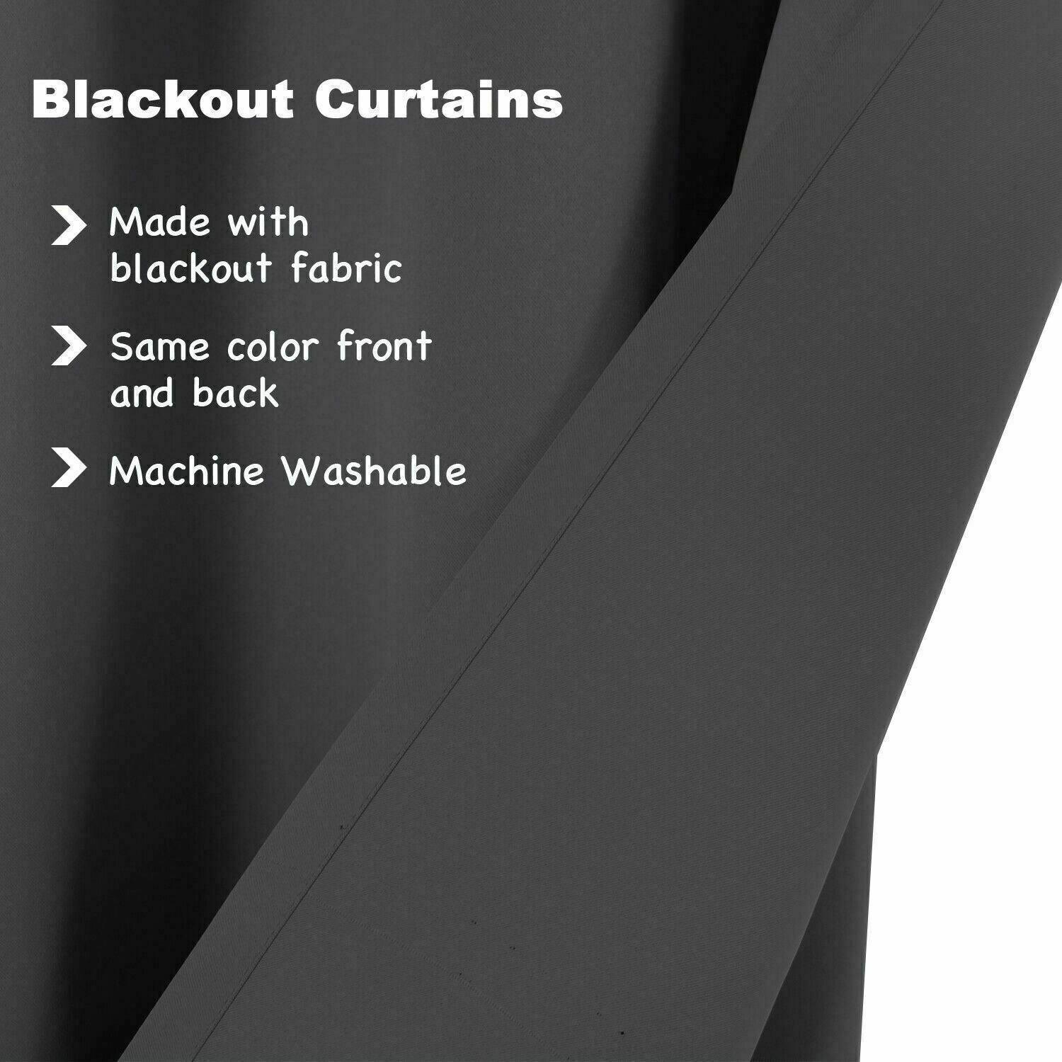 2pcs Semi Blackout Curtain Fabric Solid Colour Home Decor Drapes for Living Room - Black - 132x213cm