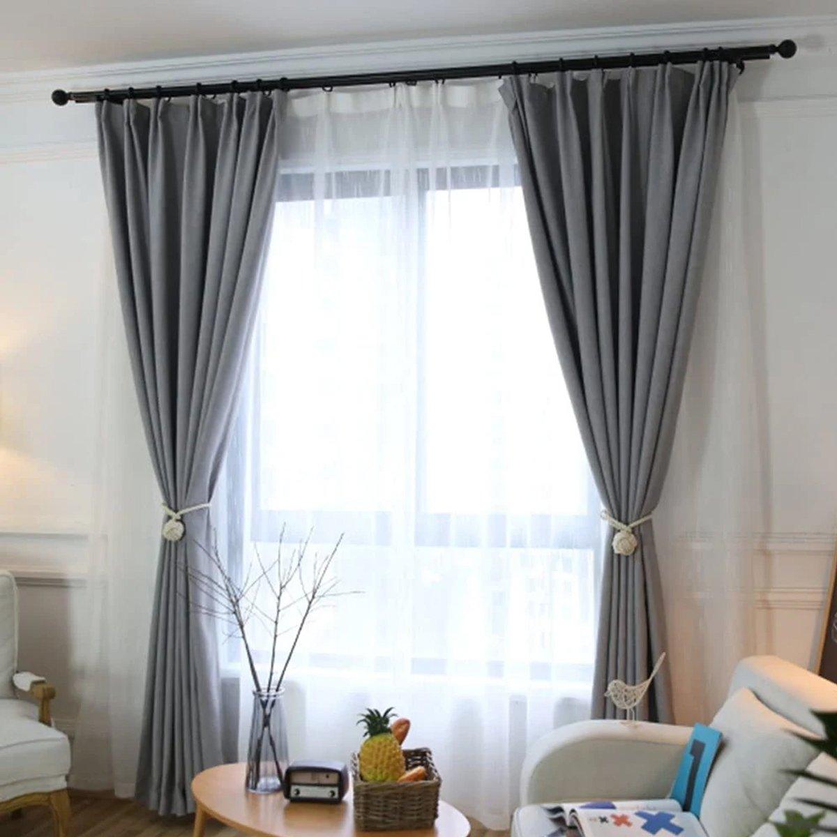 1pair Braided Cotton Curtain Tiebacks No Hole Curtain Holdbacks Hanging Balls - Navy