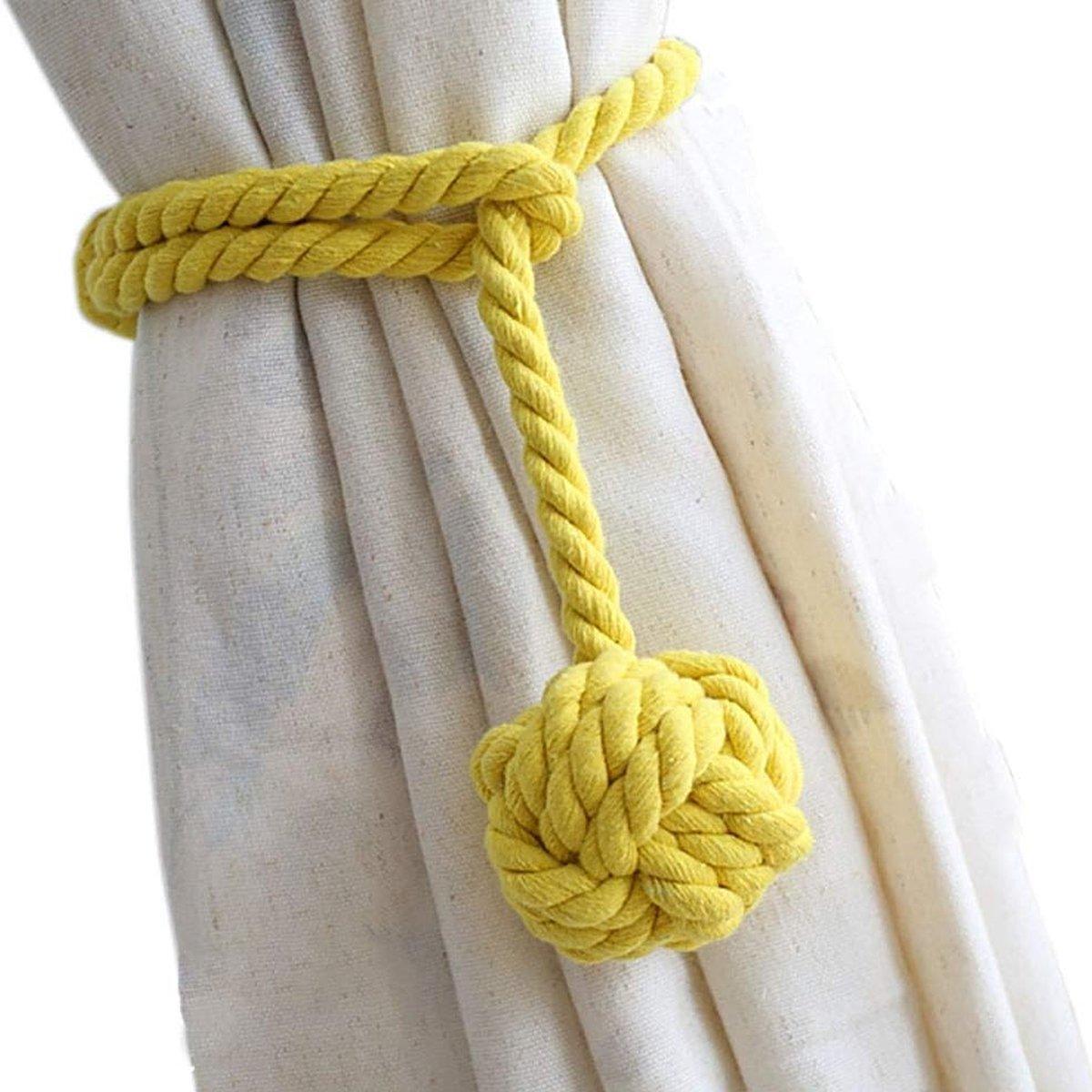 1pair Braided Cotton Curtain Tiebacks No Hole Curtain Holdbacks Hanging Balls - Pink
