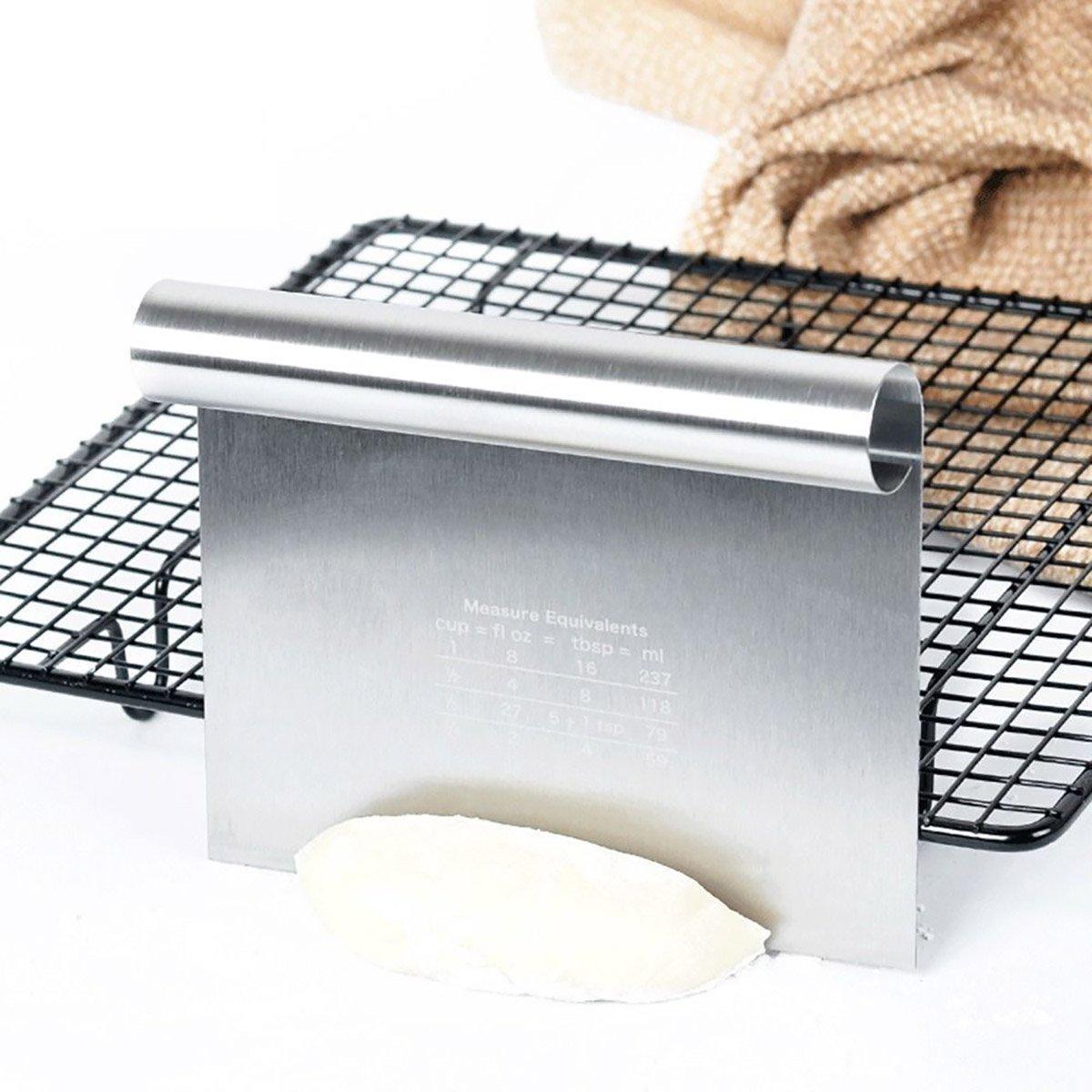 Stainless Steel Dough Cutter Knife Measurement Scraper Pastry Baking Tool - 25cm