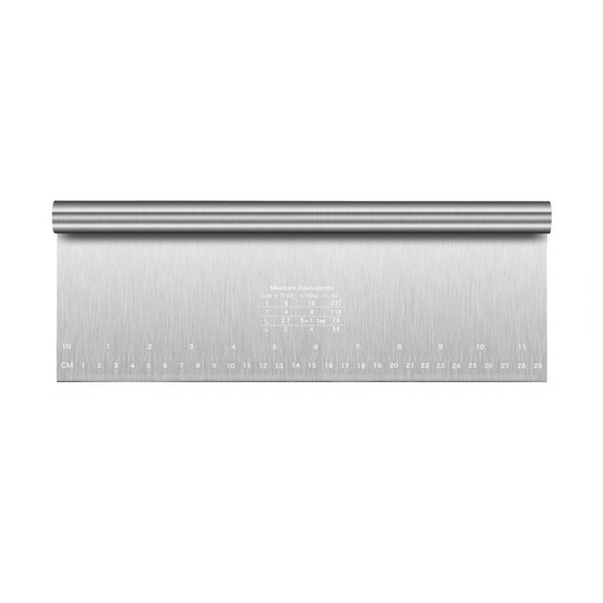 Stainless Steel Dough Cutter Knife Measurement Scraper Pastry Baking Tool - 25cm