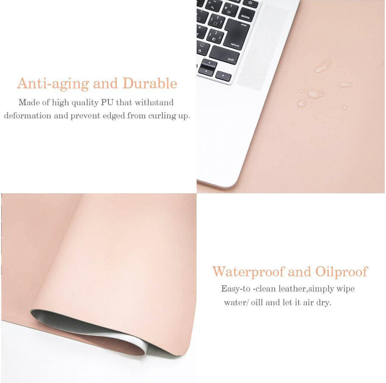 Leather Mouse Pad Gaming Waterproof Desk Mat 25 x 21cm Anti Slip - Dark Green