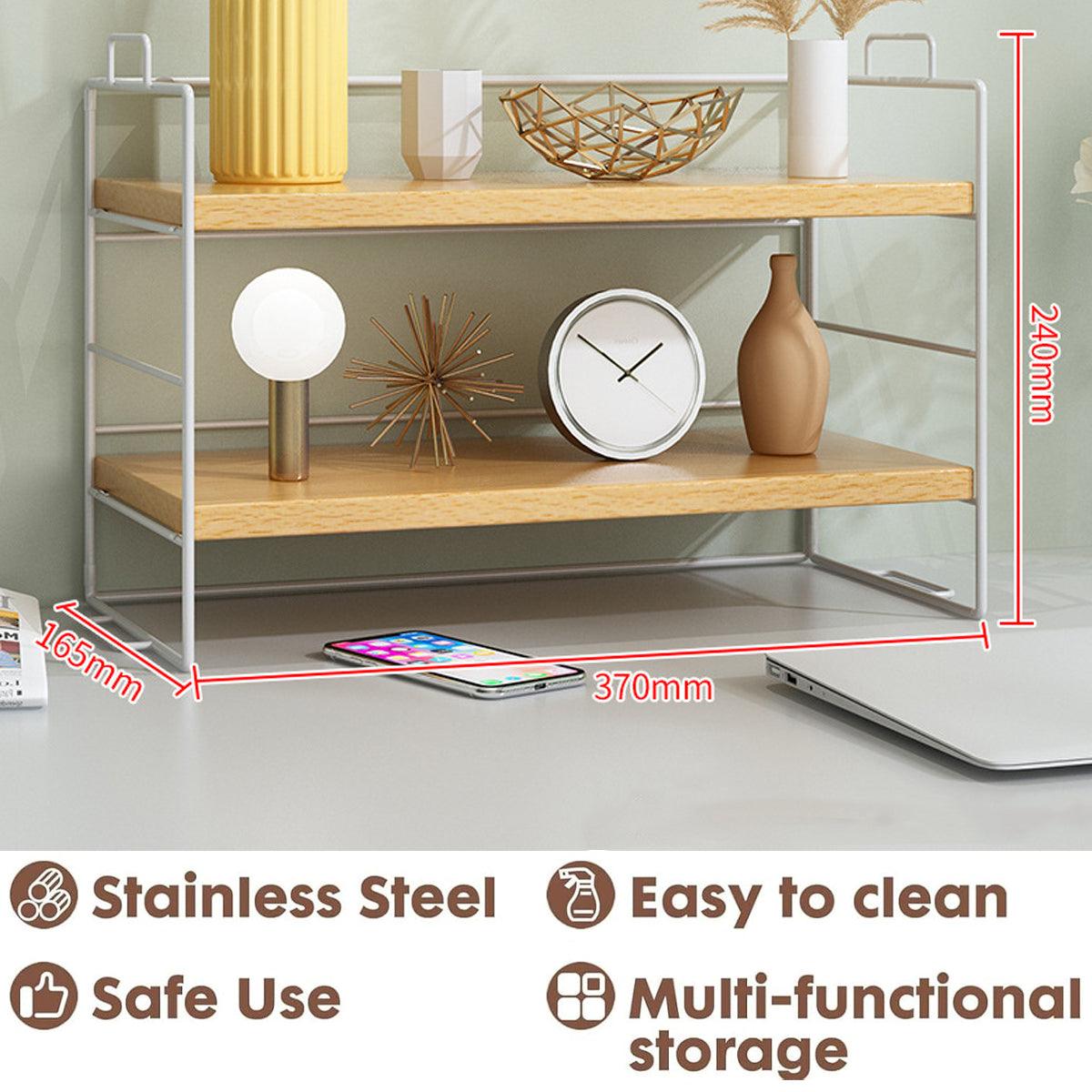 Double Layer Storage Shelf Desktop Organizer Cosmetics Stationery Rack for Desk
