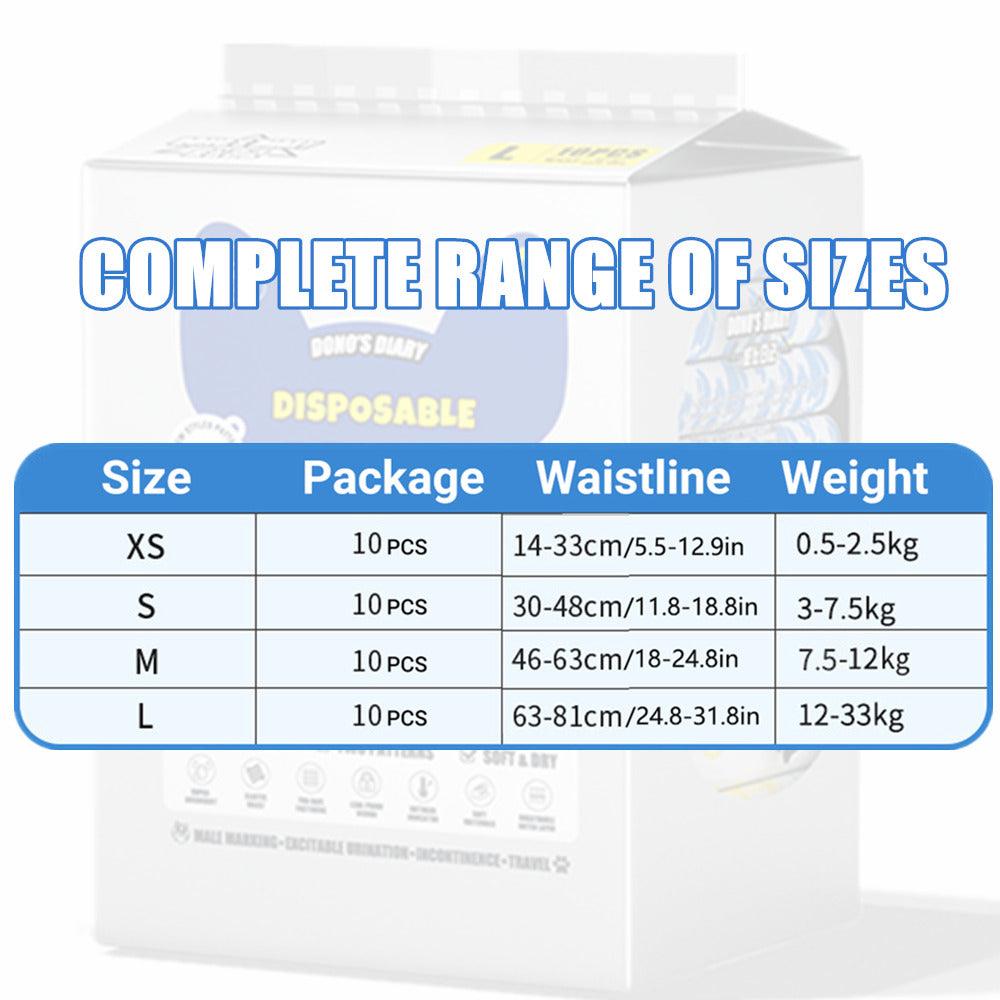 Male Disposable Dog Diapers Leakproof Breathable with Colour Indicator - XS 14-33cm
