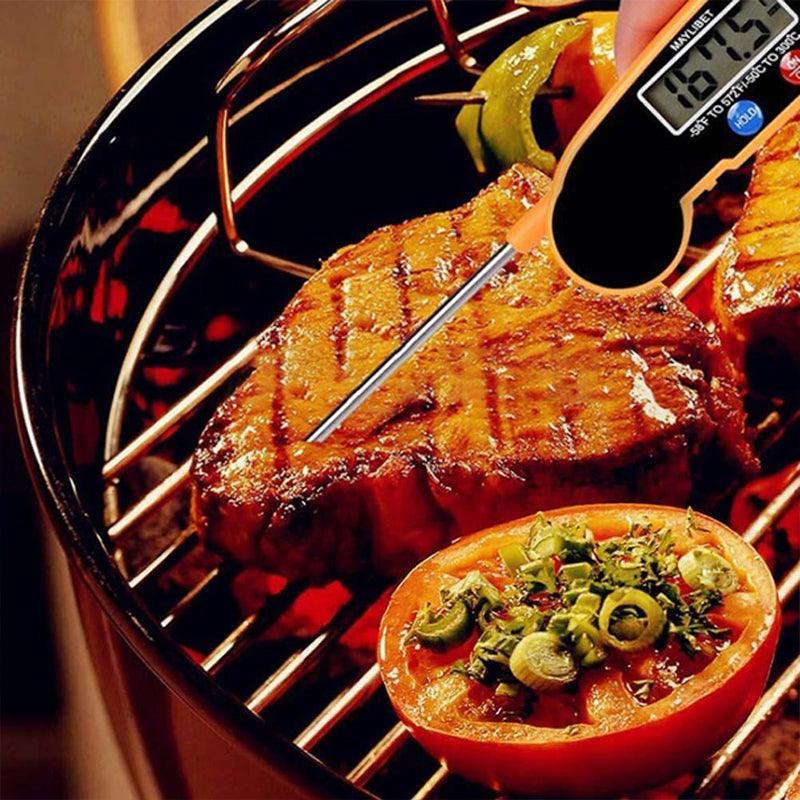 Foldable Digital Thermometer Probe Temperature Kitchen Cooking Food Bbq Meat Jam - Black