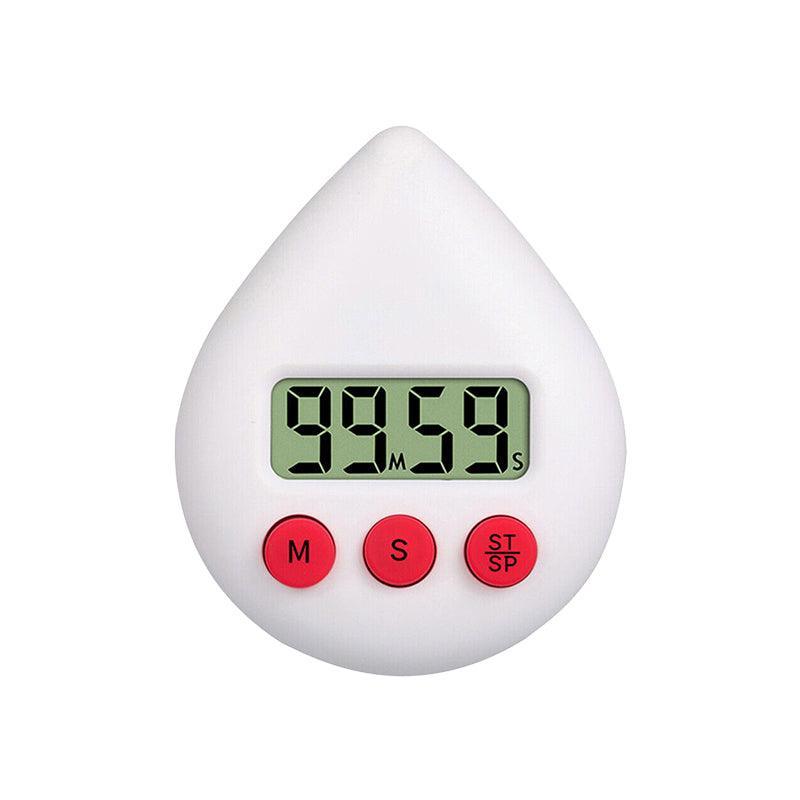 Water Drop Digital Timer Kitchen Study Alarm Countdown Electronic Clock 4 Colours - Black