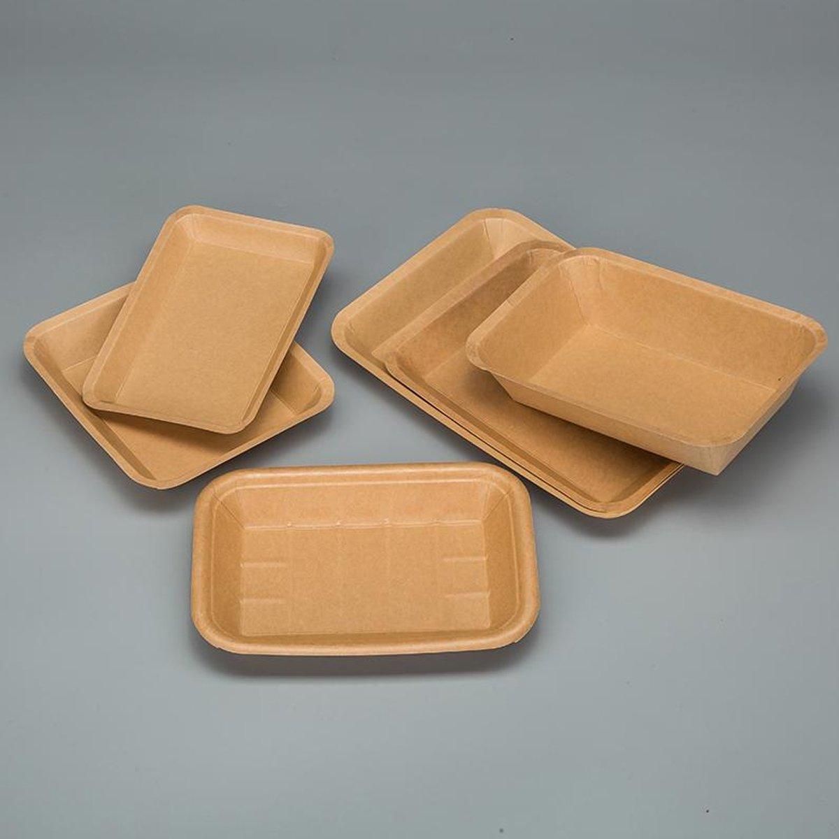 100pcs Eco-friendlyKraft Paper Trays for Fries Snacks Greaseproof Hot Dog Trays - 6#400ml