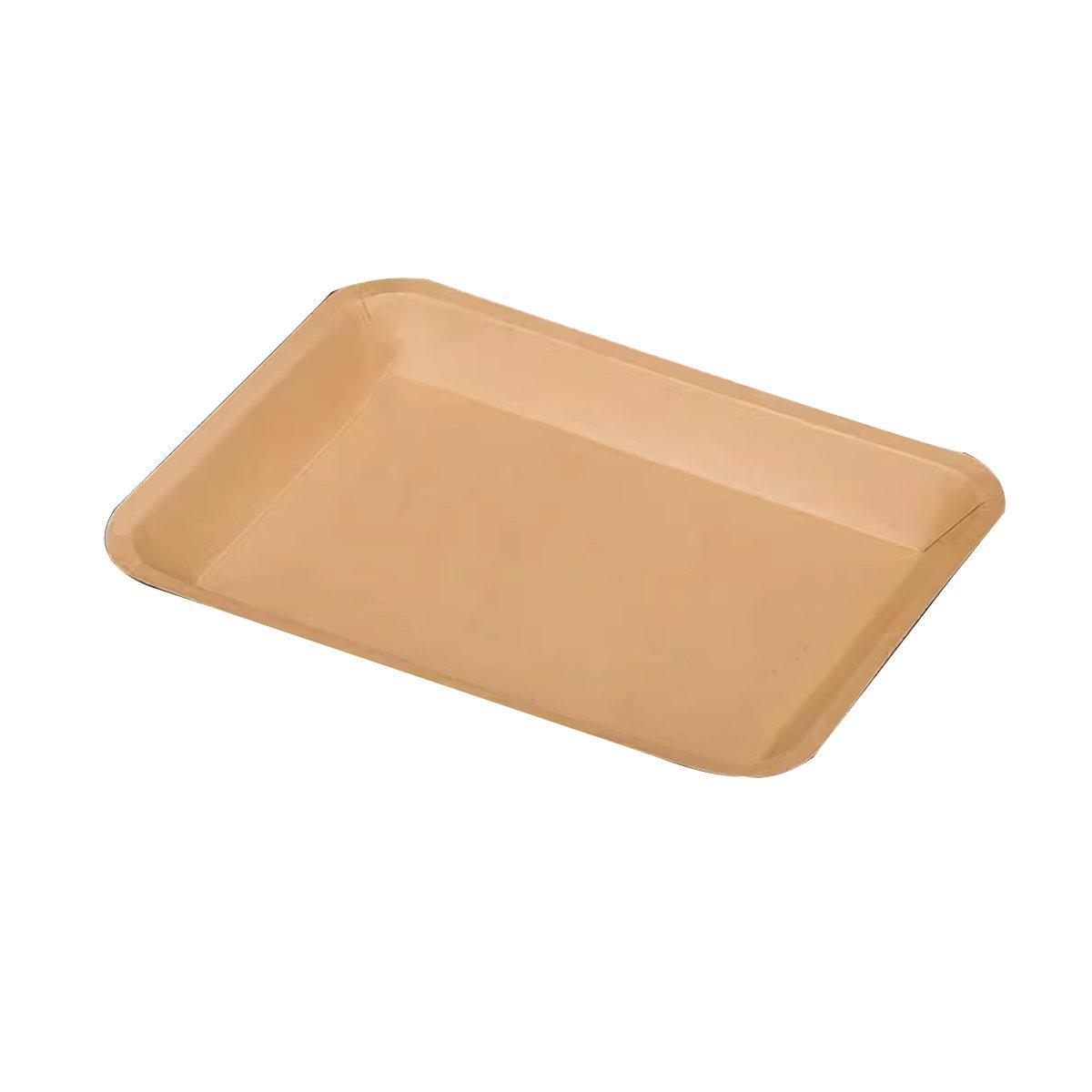 100pcs Eco-friendlyKraft Paper Trays for Fries Snacks Greaseproof Hot Dog Trays - 6#400ml