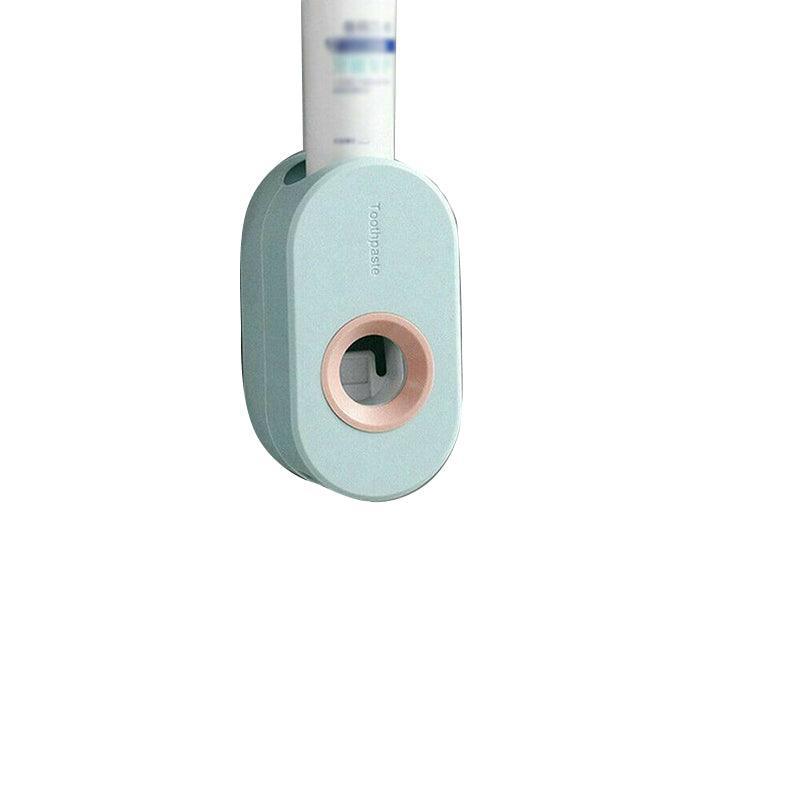 Automatic Toothpaste Dispenser Bathroom Wall-Mounted Rack Toothbrush Holder - Dark Blue