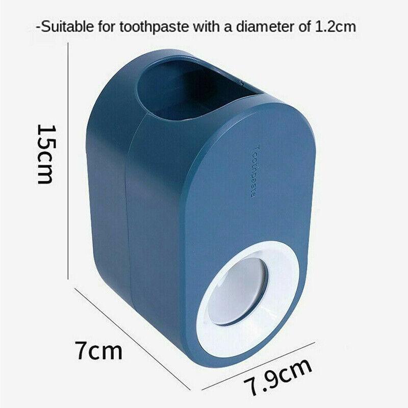 Automatic Toothpaste Dispenser Bathroom Wall-Mounted Rack Toothbrush Holder - White