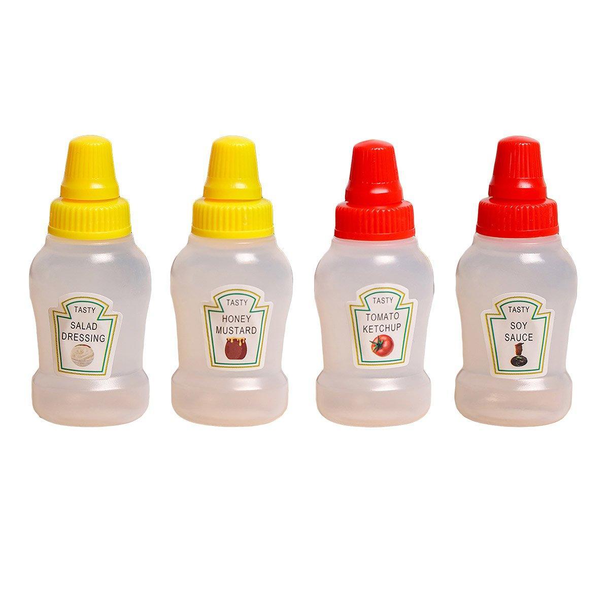 4pcs Mini Portable Sauce Box Condiment Dispensers for Picnic and Outdoor Use - Salad dressing