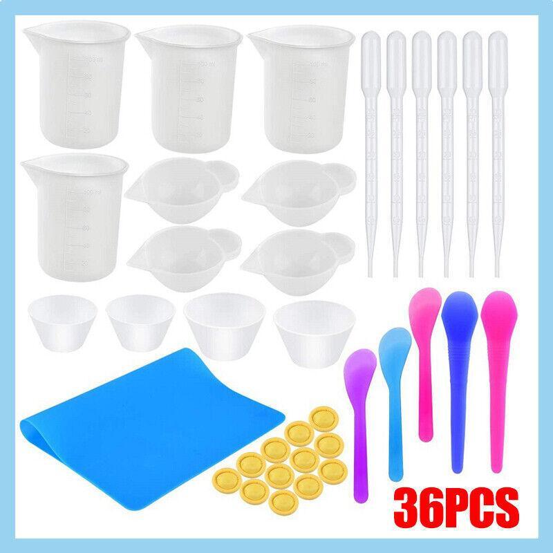 36PCS Silicone Mixing and Measuring Cup Set for Resin Casting and DIY Craft Projects