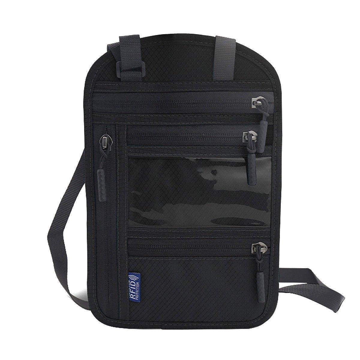 Multi-Functional Travel Passport Document Bag Protective Case Cover Holder - Black