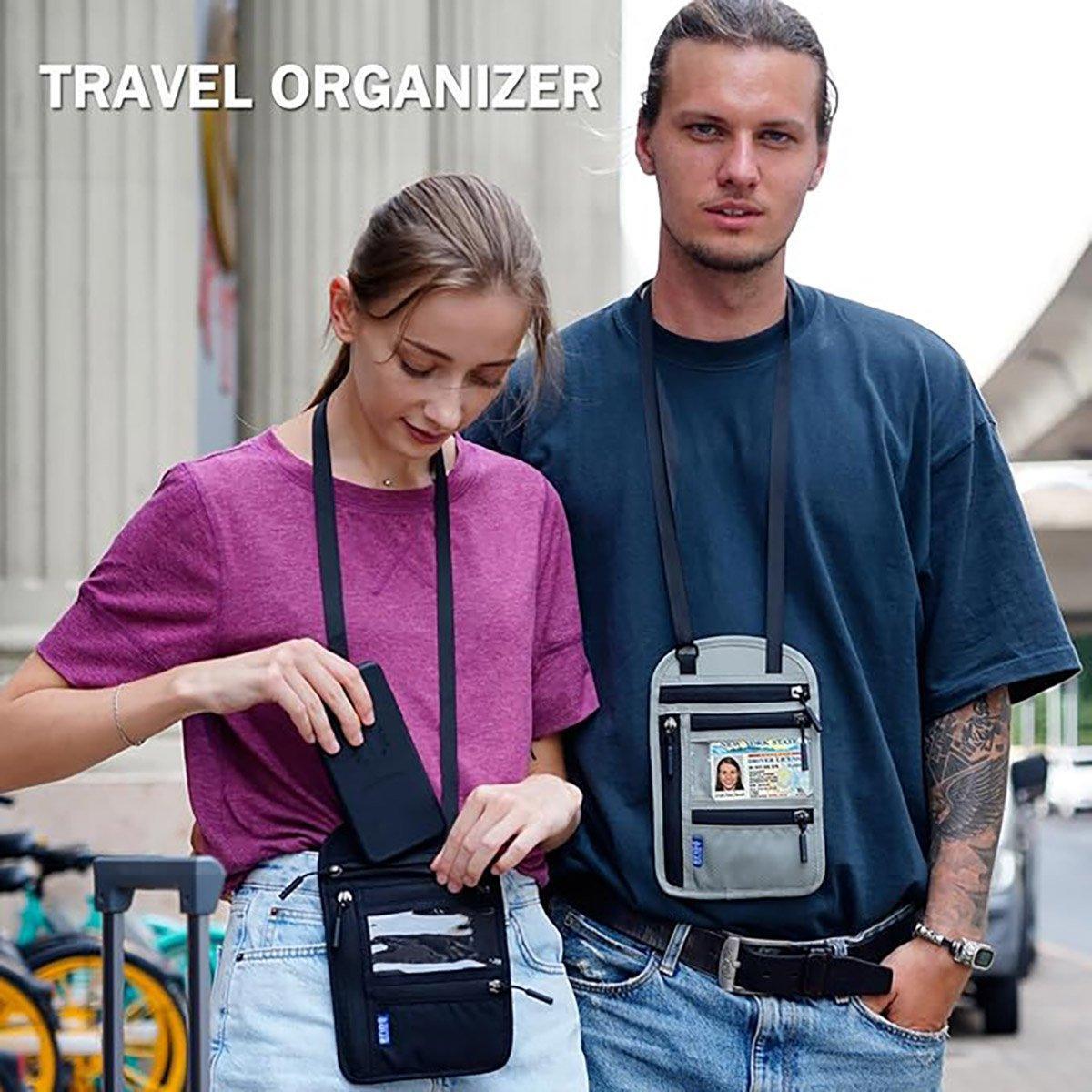 Multi-Functional Travel Passport Document Bag Protective Case Cover Holder - Grey