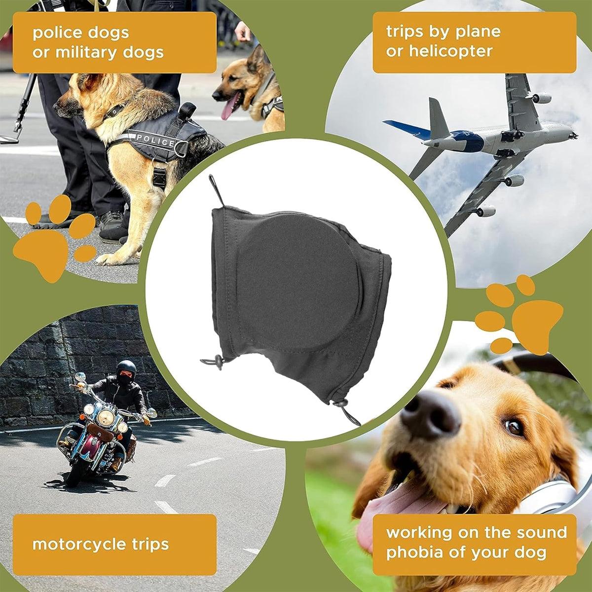 Black Adjustable Dog Ear Muffs Noise Reducing Pet Headwrap Protective Ear Cover - L
