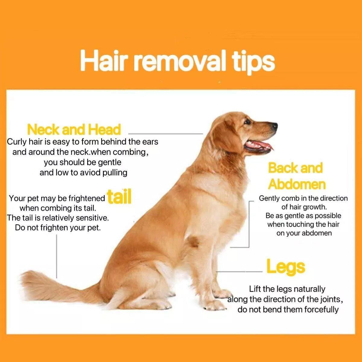 Pet Hair Removal Brush Deshedding Tool for Cats Dogs Grooming Comb Fur Remover - Yellow