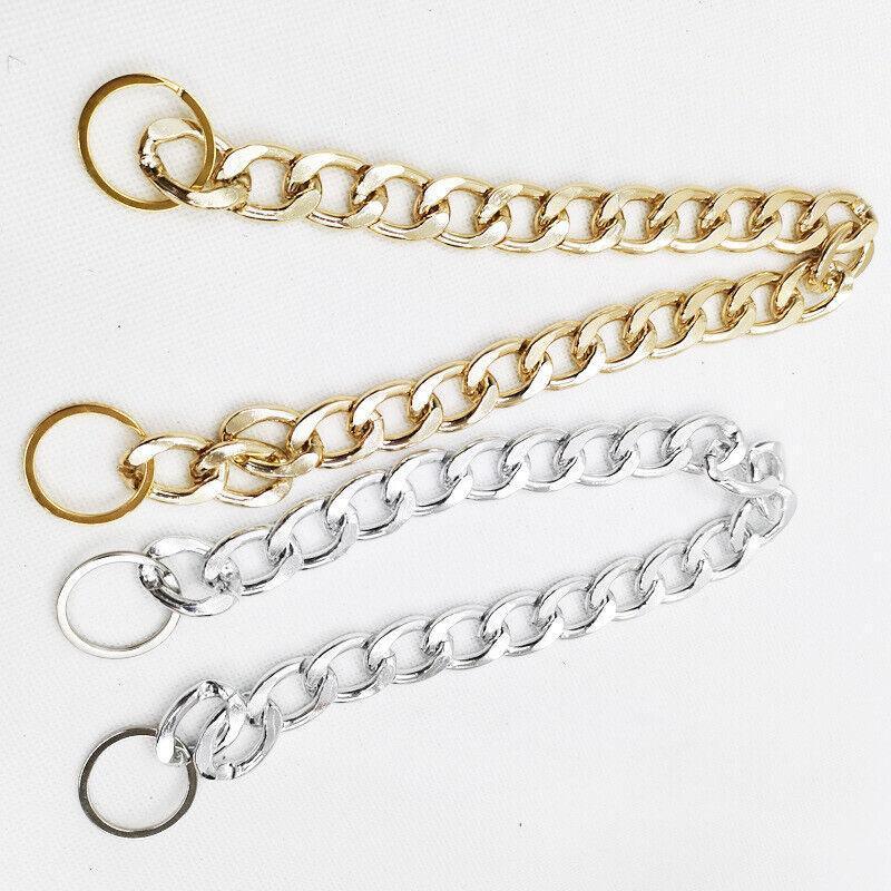 Dog Chain Collar Heavy Duty Choker Double Pet Slip Check Twist Link Chrome Chain Gold - 35CM