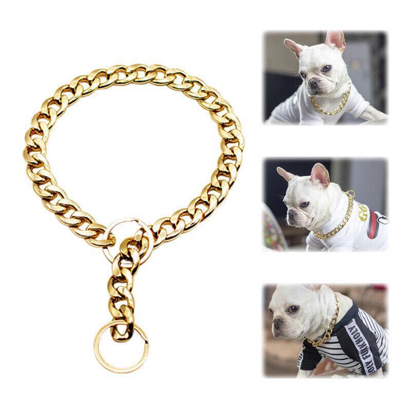 Dog Chain Collar Heavy Duty Choker Double Pet Slip Check Twist Link Chrome Chain Silver - 45CM