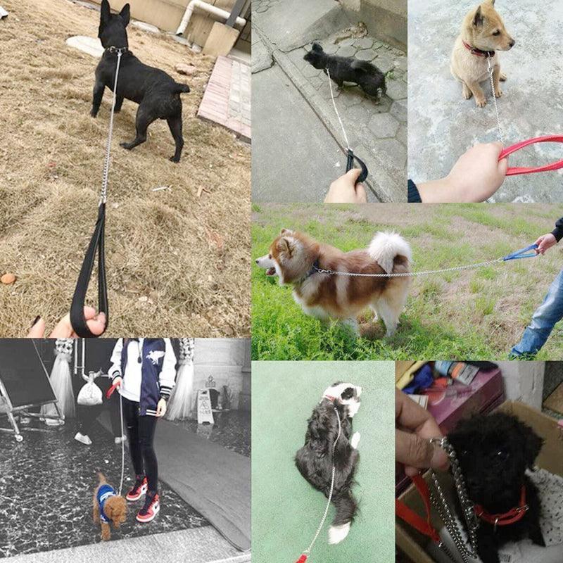 120Cm Pet Dog Puppy Padded Handle Metal Chain Dog Leash - Black