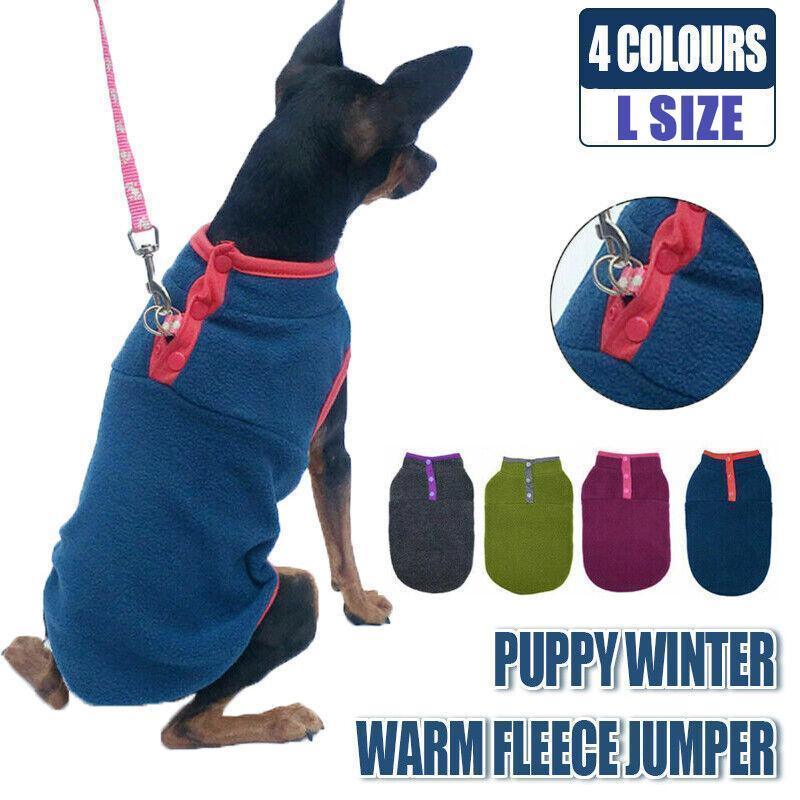 L Pet Dog Puppy Winter Warm Fleece Jumper Vest Coat Jacket Apparel Clothes Outdoor - Pink