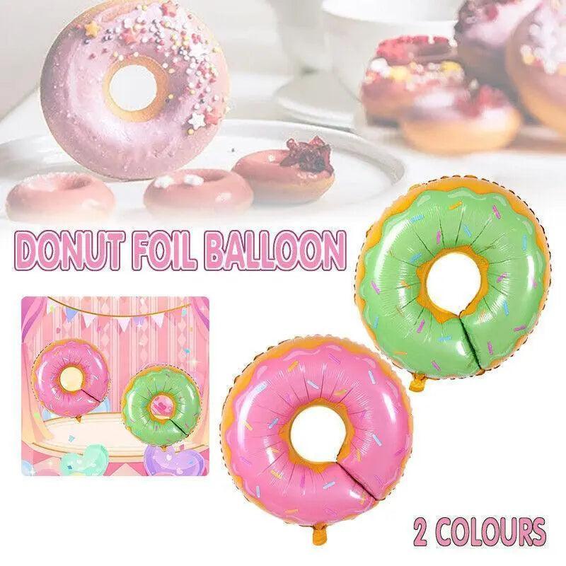 Donut Foil Balloon 75Cm Pink Green Spinkles Party Food Helium Quality Decoration - Green