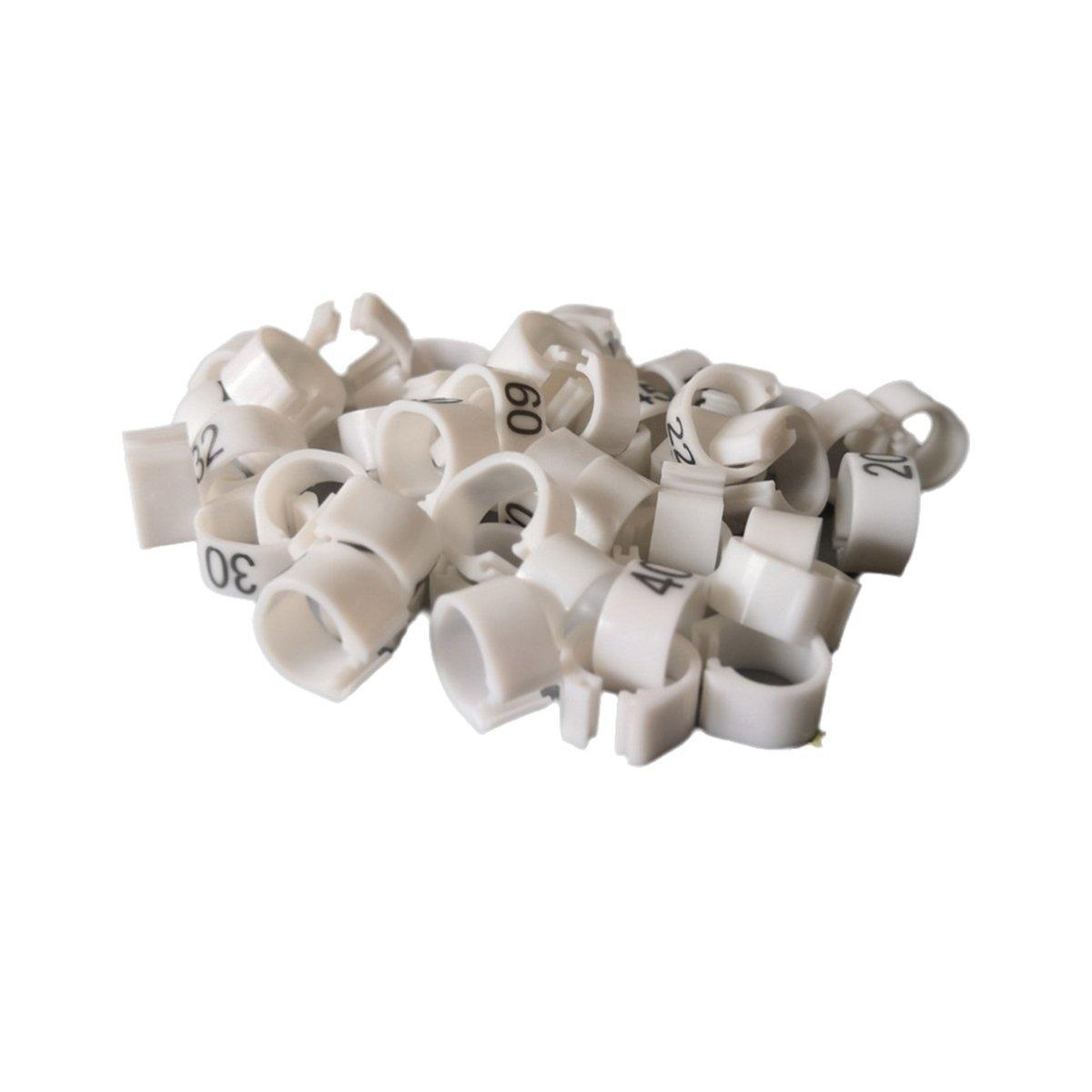 100X 001-100 Digital Numbered Bird Leg Band Rings Clip For Pigeon Parrot Poultry - Red