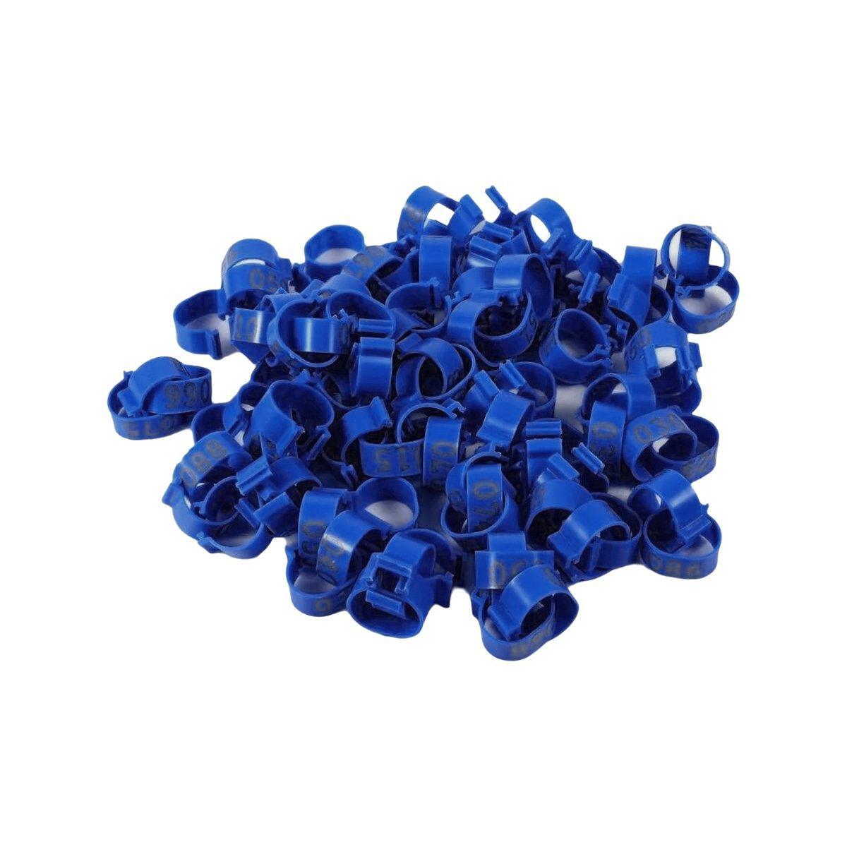 100X 001-100 Digital Numbered Bird Leg Band Rings Clip For Pigeon Parrot Poultry - Dark Blue