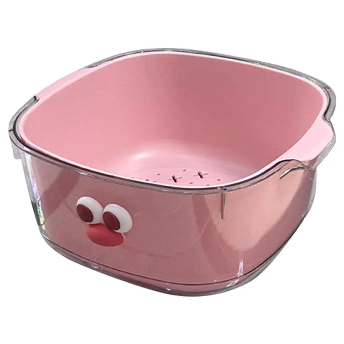 2 in 1 Cute Double Draining Fruit Basket Dishwashing Colander for Household - Pink