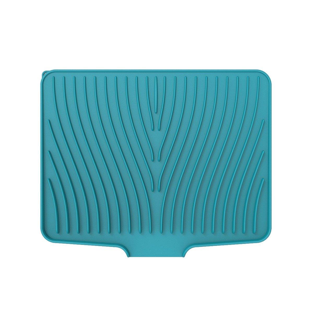 Silicone Dish Drying Mat Heat Resistant Draining Slope Pad for Kitchen Counter - Green