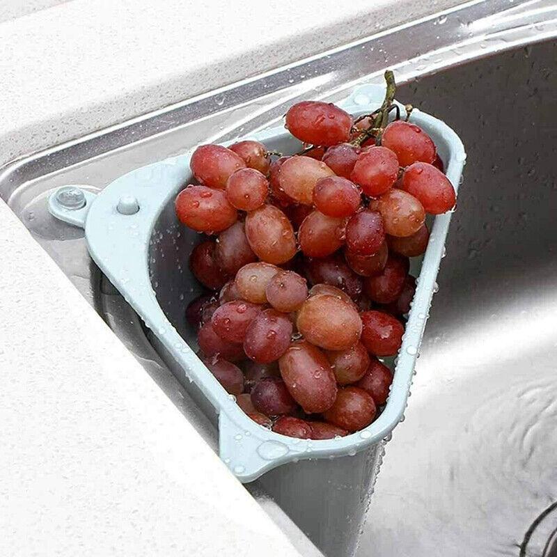 Triangle Sink Kitchen Storage Drain Basket Rack Shelf Holder Strainer Organizer - Beige