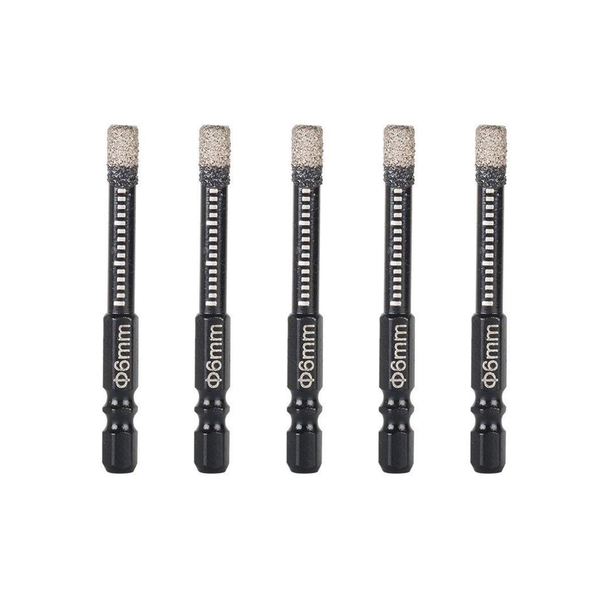 5Pcs Dry Diamond Core Drill Bit 6mm HoleSaw Cut Marble Tile Porcelain Granite