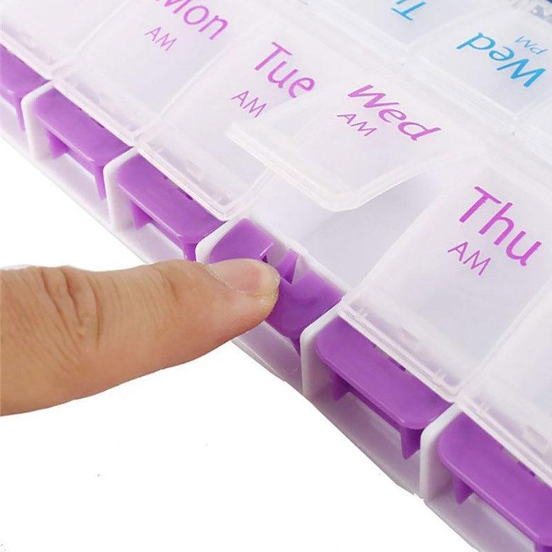 14 Slot 7 Day Pill Box Dispenser Medicine Organiser Am Case Medication Au Stock