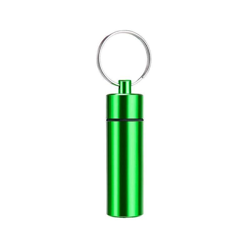 Aluminum Pill Box Case Bottle Cache Drug Holder Keychain Container Waterproof - Blue