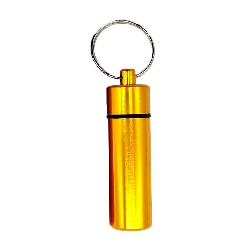 Aluminum Pill Box Case Bottle Cache Drug Holder Keychain Container Waterproof - Blue