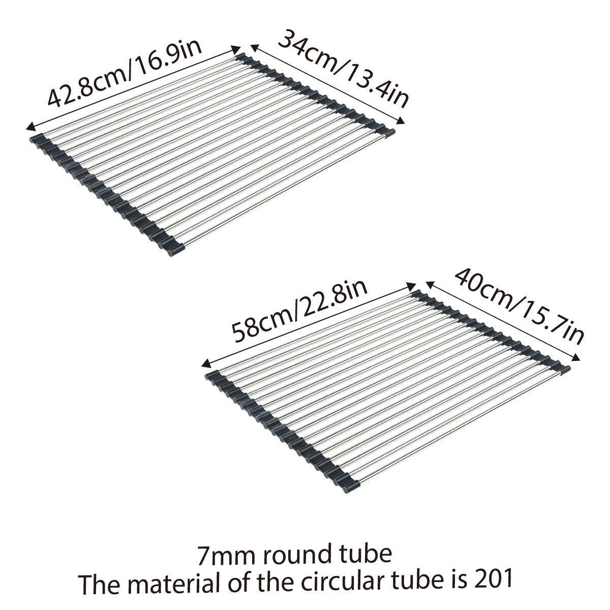 Multifunctional Stainless Steel Draining Rack Folding Sink Organizer for Kitchen - 580 x 400mm