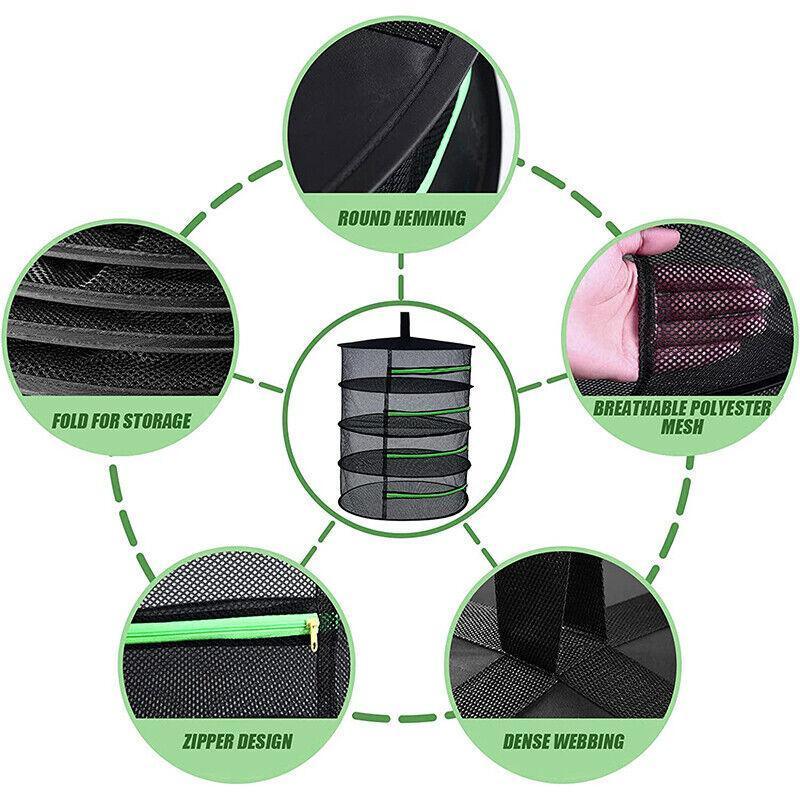 2-8 Tier Drying Net Large Shelf Hydroponic Hanging Grow Herb Plant Dry - 2 Layers