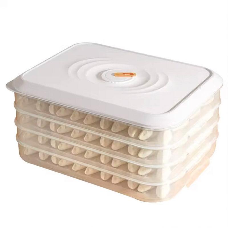 3/4 Layer Large Capacity Dumpling Box Sealed Fresh Wonton Storage Container - Green-4 Layer