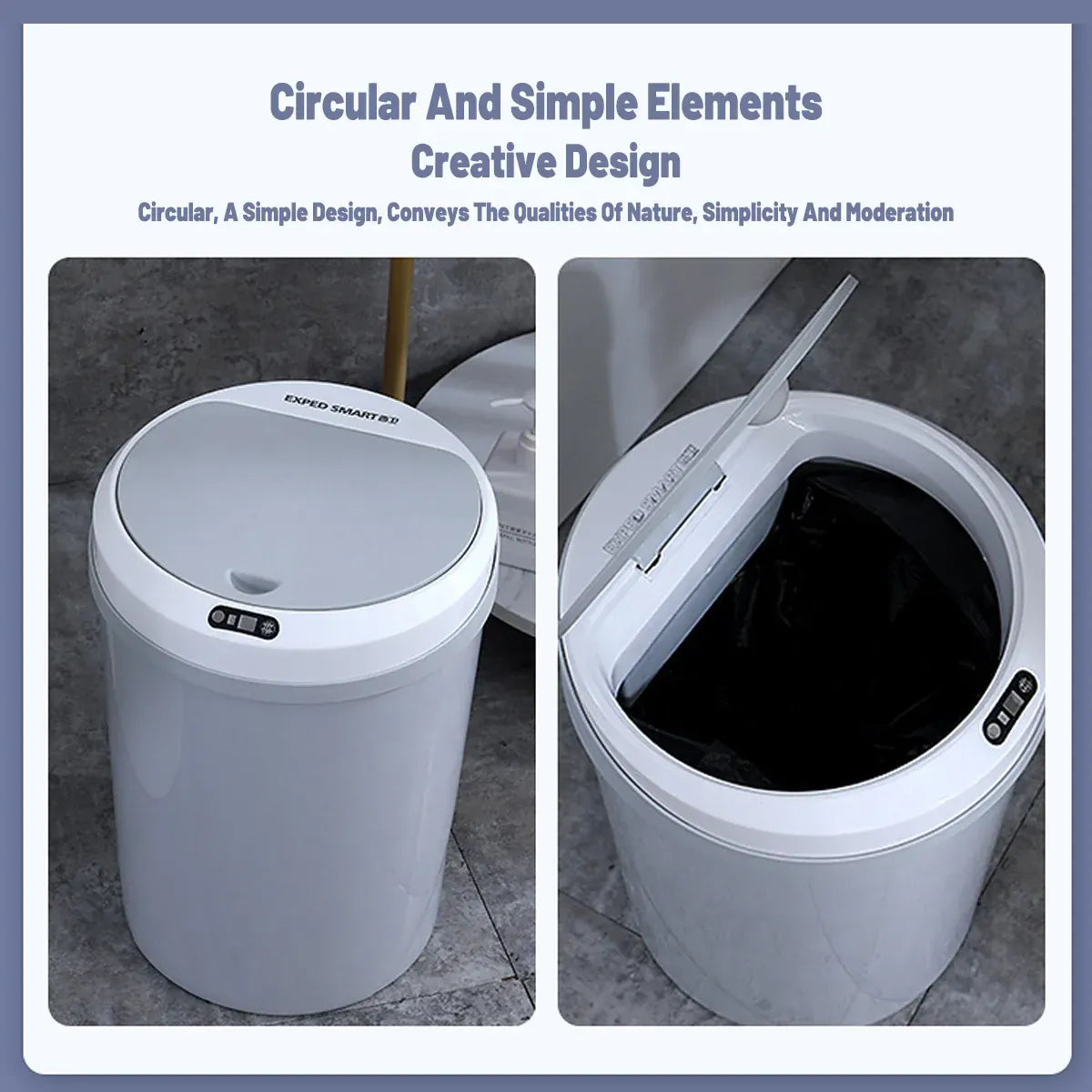 1-Piece 12L Automatic Sensor Bin, Grey