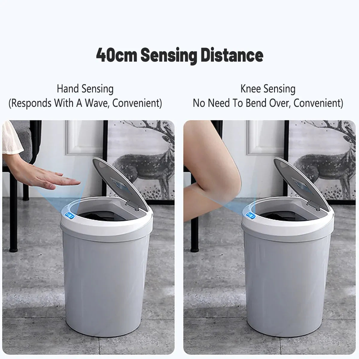 1-Piece 12L Automatic Sensor Bin, Grey