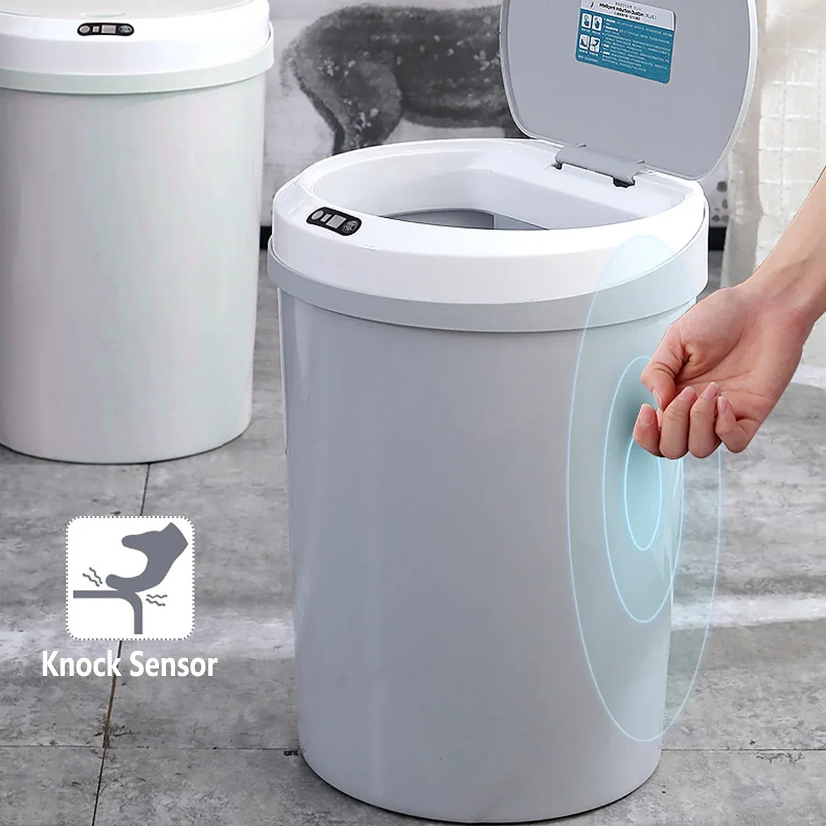 1-Piece 12L Automatic Sensor Bin, Grey