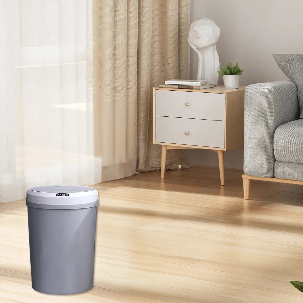 1-Piece 12L Automatic Sensor Bin, Grey